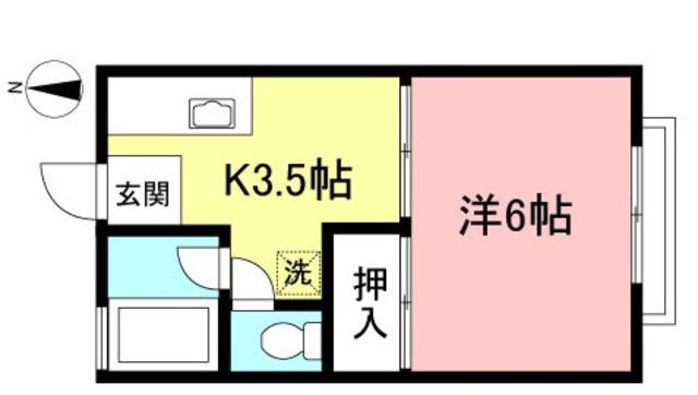パッシングハイツI(1K/2階)の間取り写真
