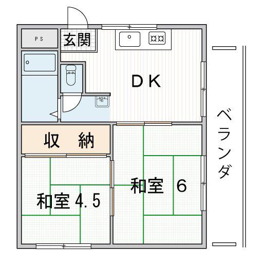 新森グリーンハイツ(2DK/4階)の間取り写真