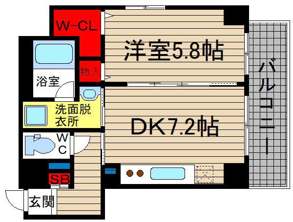 アリビオ新町(1DK/7階)の間取り写真