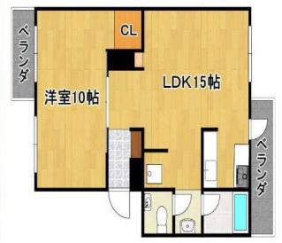 厚生年金C棟(1LDK/1階)の間取り写真