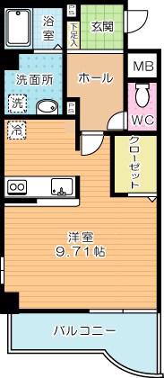 ボニート到津(1K/1階)の間取り写真