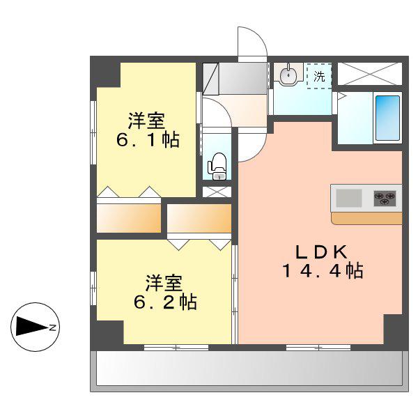 AXIS MEISEI(2LDK/8階)の間取り写真