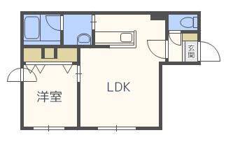 ティファーレ白石(1LDK/4階)の間取り写真