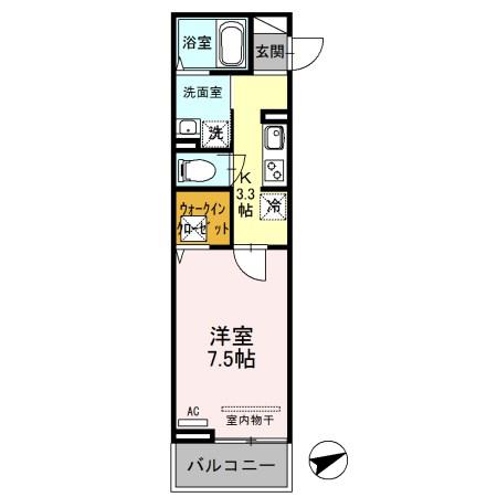 エンペラー B(1K/1階)の間取り写真