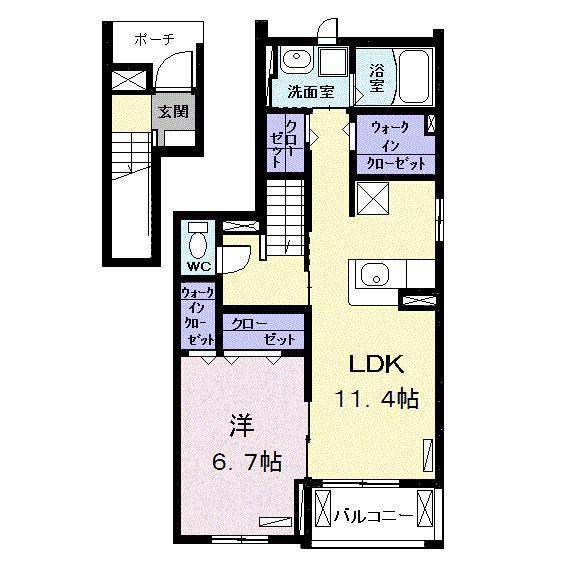 COMFORTIV(1LDK/2階)の間取り写真