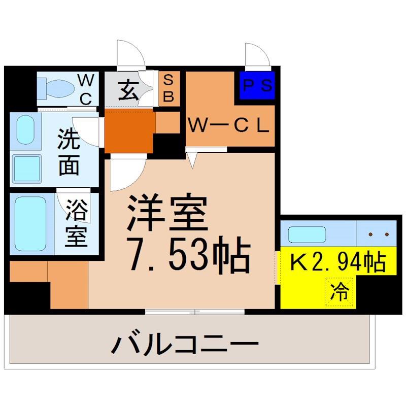 ルーエ金山(1K/4階)の間取り写真