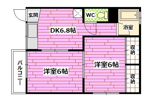 コーポUK(2DK/1階)の間取り写真