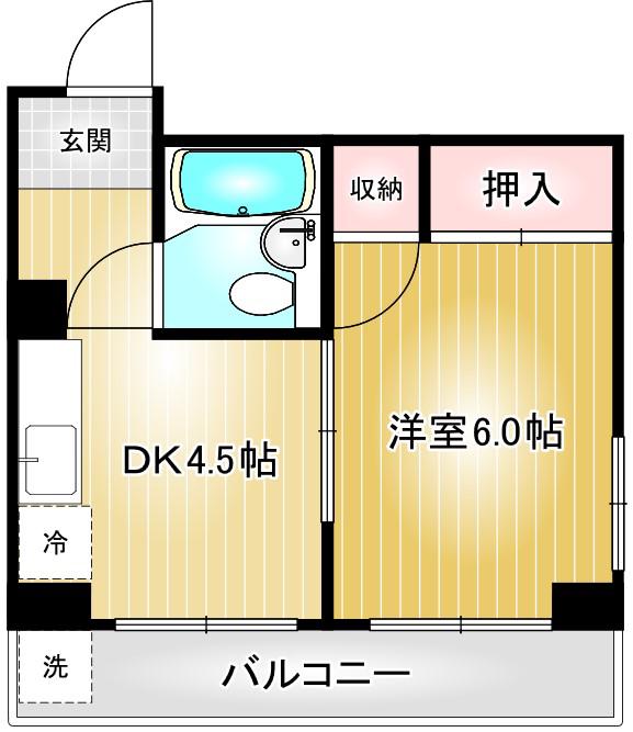 平田ビル(1DK/3階)の間取り写真