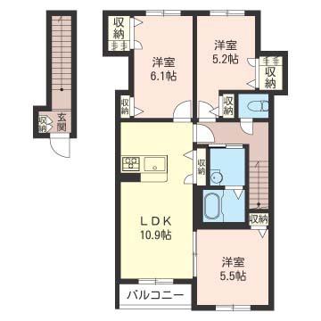 コーラルリーフA(3LDK/2階)の間取り写真