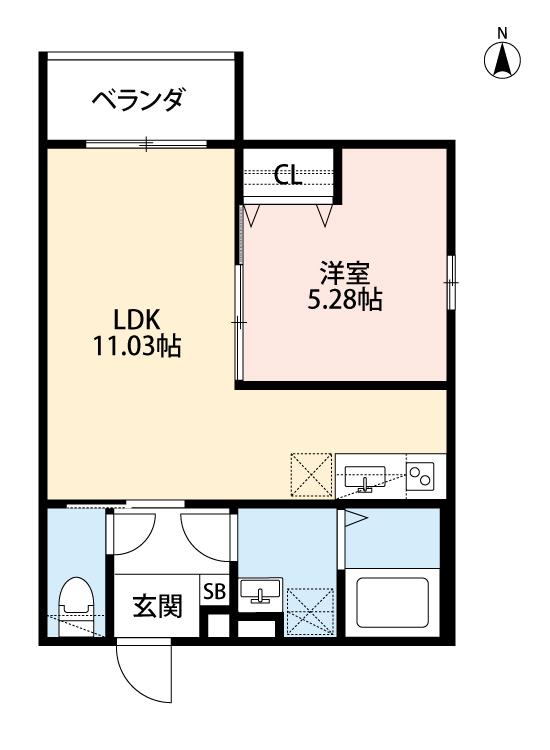 FERIO小路東(1LDK/1階)の間取り写真