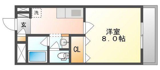 アルペジオ富町(1K/3階)の間取り写真