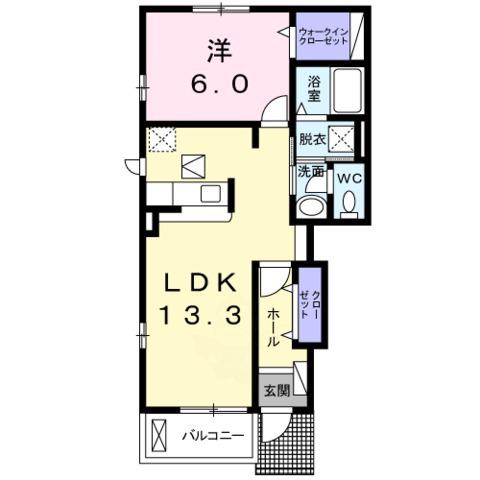 ラッフィナートI(1LDK/1階)の間取り写真
