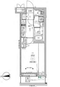 RELUXIA三軒茶屋(1K/4階)の間取り写真