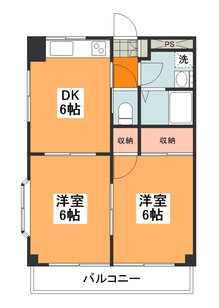小川マンション(2DK/3階)の間取り写真