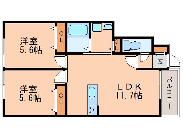 UNISSON百楽園I(2LDK/1階)の間取り写真