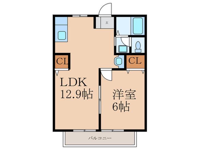 ニューシティ田原(1LDK/2階)の間取り写真