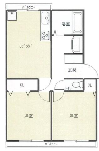 グリーンヒルズ土山(2DK/1階)の間取り写真