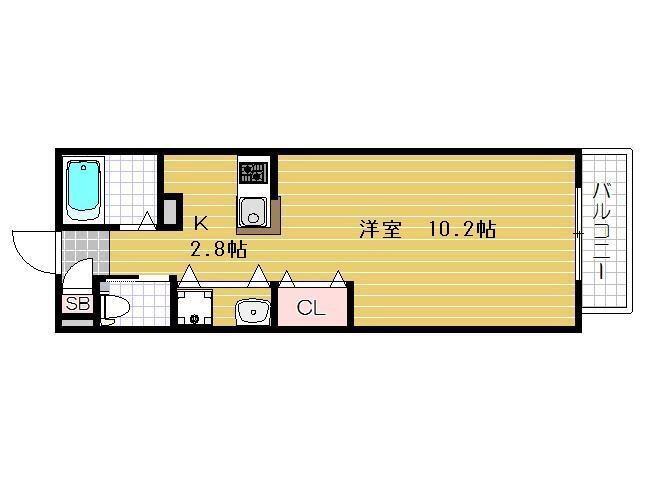 リヴェール曽根(1K/1階)の間取り写真