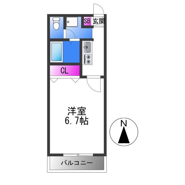 アンプルールフェール寿(1K/1階)の間取り写真