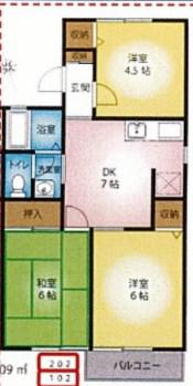 シンセイレジデンス湘南仲町(3DK/2階)の間取り写真