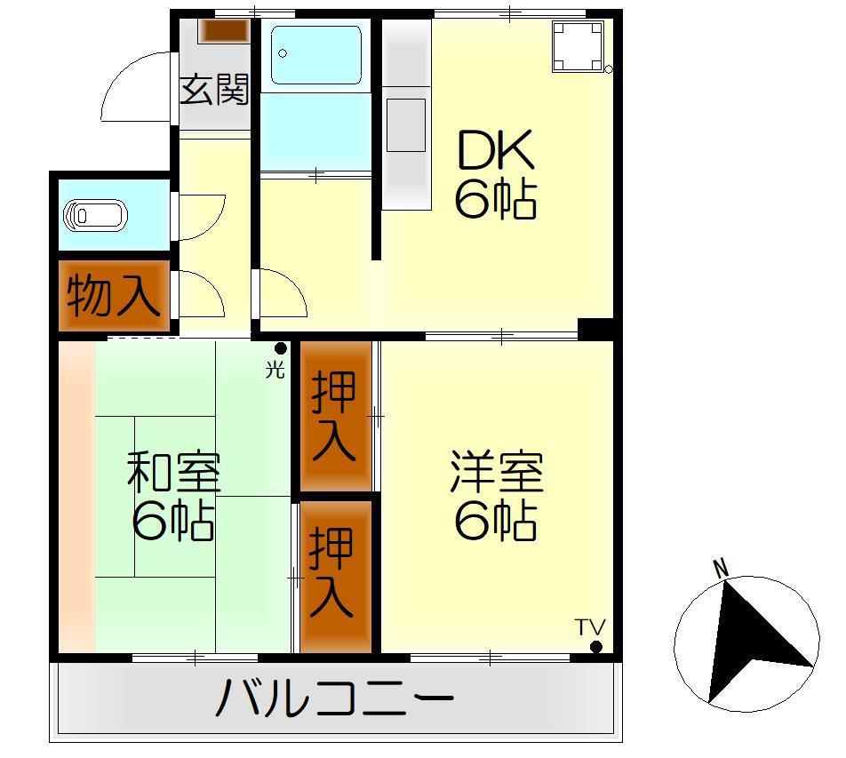 ヨネダビル(2DK/1階)の間取り写真