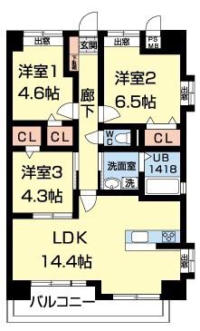 PIA・マーブル(3LDK/9階)の間取り写真