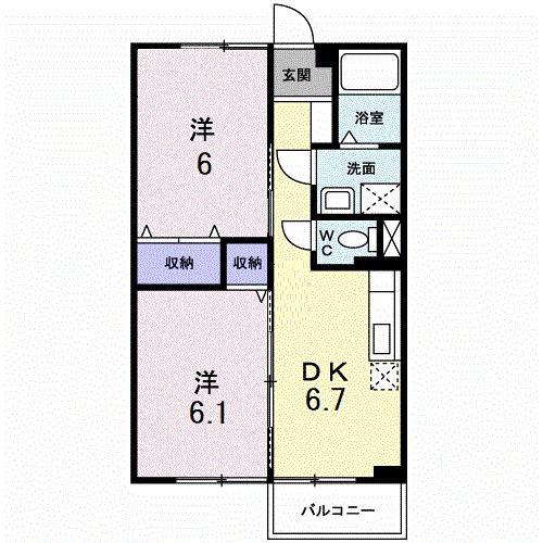 プロスパー参番館(2DK/2階)の間取り写真