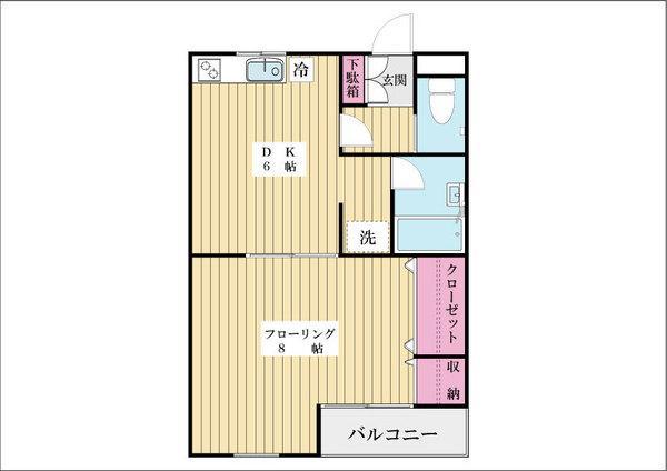 シャトーナカムラ(1DK/1階)の間取り写真