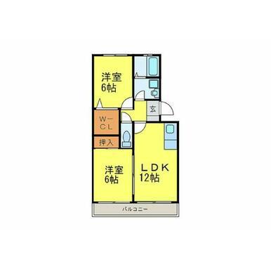 アークアムールII(2LDK/3階)の間取り写真