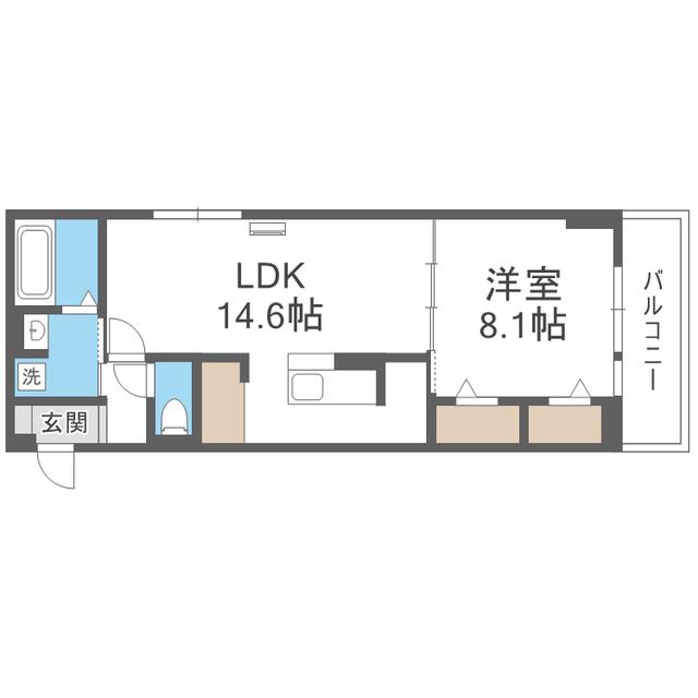 ブラン新宮中央(1LDK/2階)の間取り写真