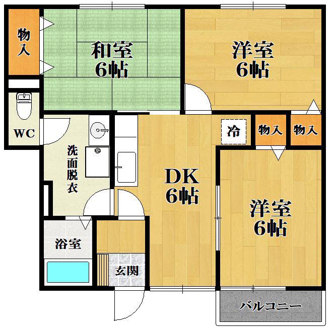 マメゾンK(3DK/1階)の間取り写真