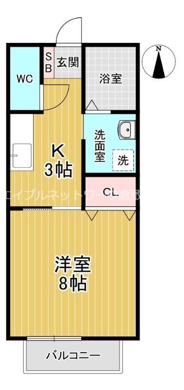 ソレジオ中島A棟(1K/2階)の間取り写真