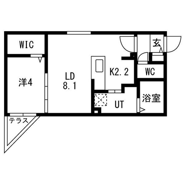 ブランシャール北11東11A棟(1LDK/1階)の間取り写真