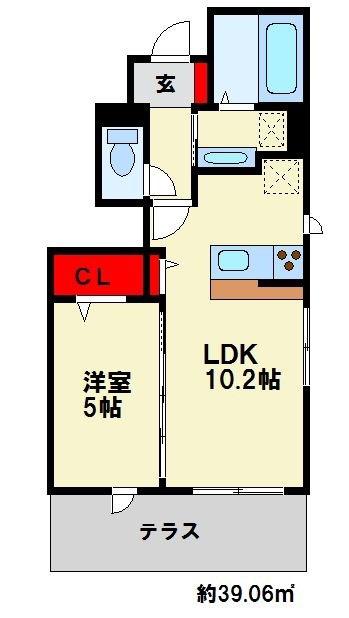 プレジール下大利 弐番館(1LDK/1階)の間取り写真