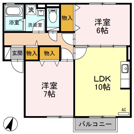 セジュールオリーブ 105(2LDK/1階)の間取り写真