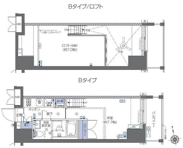 ズーム六本木(1K/6階)の間取り写真