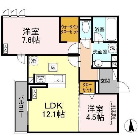 D-CRINUM川島田(2LDK/1階)の間取り写真