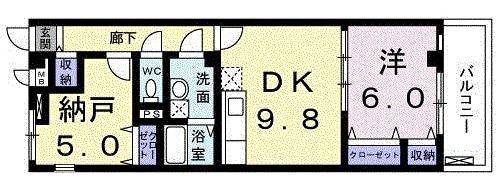 KB.メゾンロータス(1SLDK/1階)の間取り写真