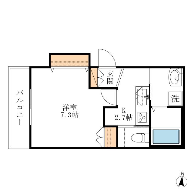アズール千鳥(1K/2階)の間取り写真