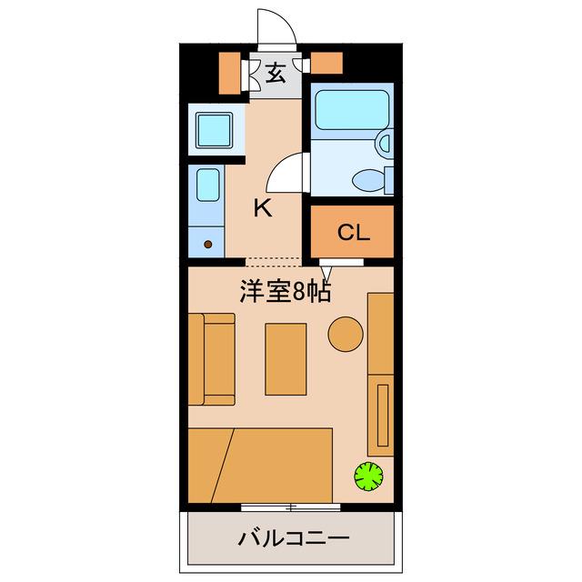 ヴィラージュ ミュゲ(1K/1階)の間取り写真