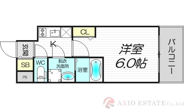 ファステート北大阪ラッセル(1K/2階)の間取り写真