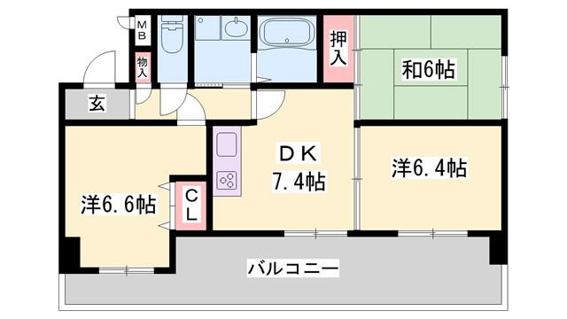 グレース平野(3DK/4階)の間取り写真