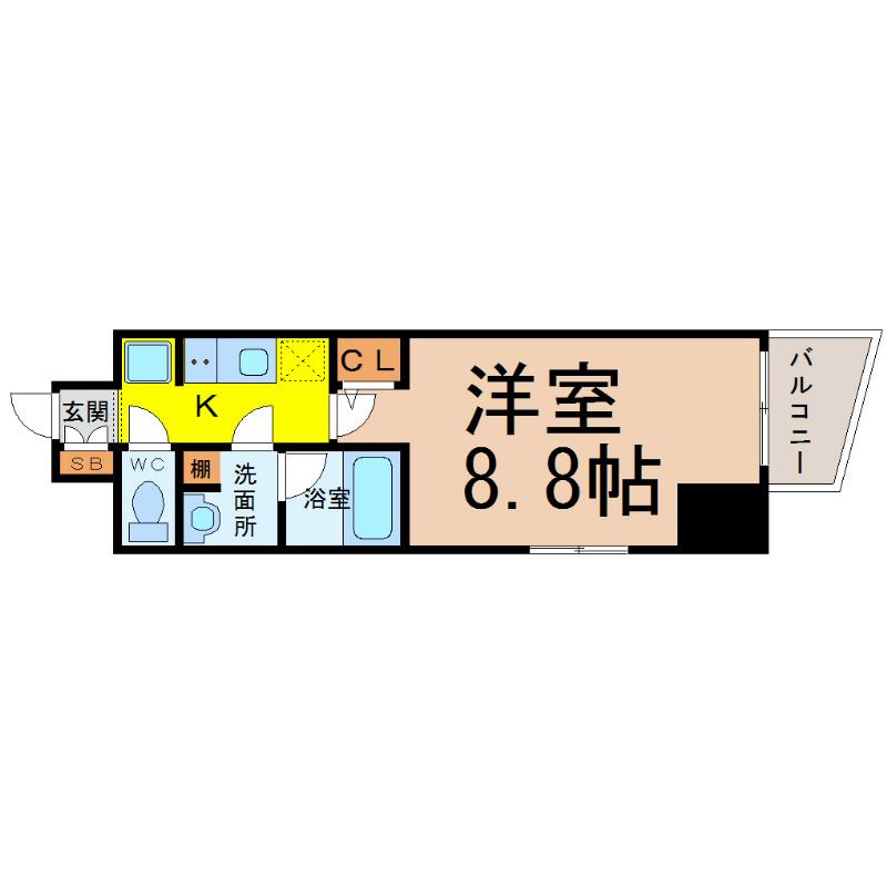 エルスタンザ徳川(1K/6階)の間取り写真