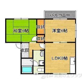 タウニー阪井(2DK/2階)の間取り写真
