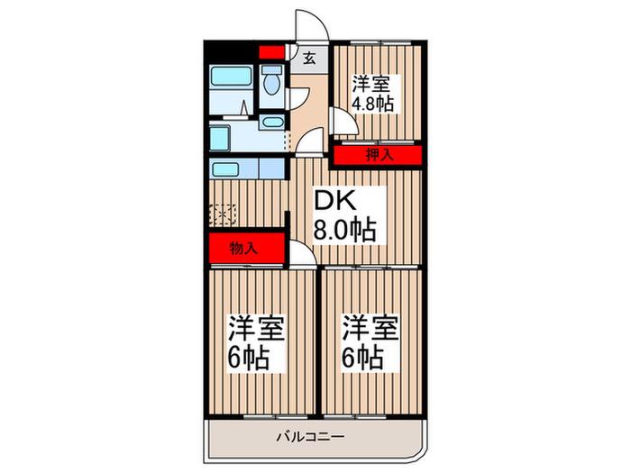 リバーヒルズ(3DK/3階)の間取り写真