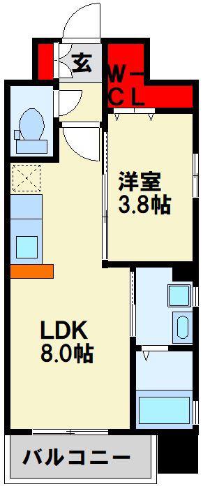 アルゴヴィラージュ浅生I(1LDK/4階)の間取り写真