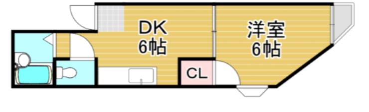 クローバー西住之江(1DK/1階)の間取り写真