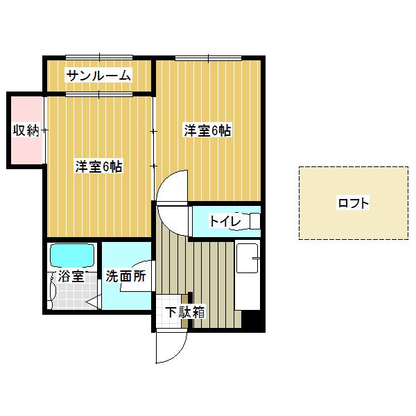 FEEL YOKOTE 1(2K/2階)の間取り写真