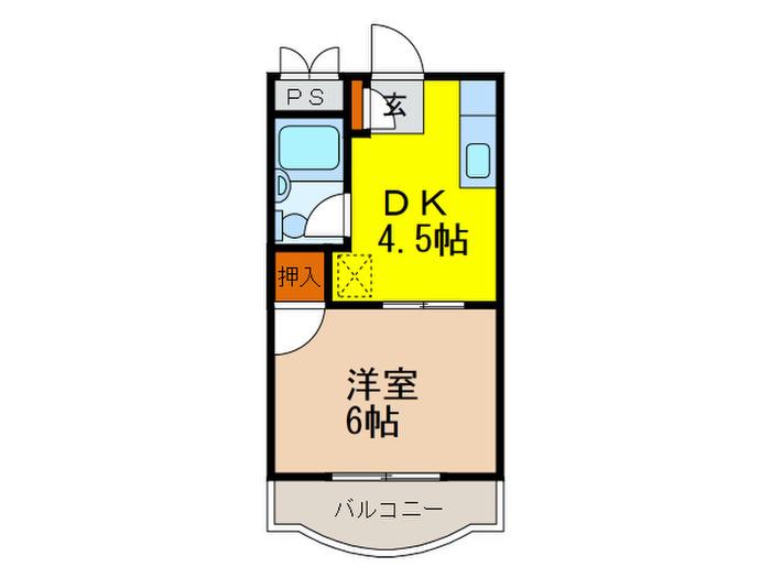 フェリス(1DK/2階)の間取り写真