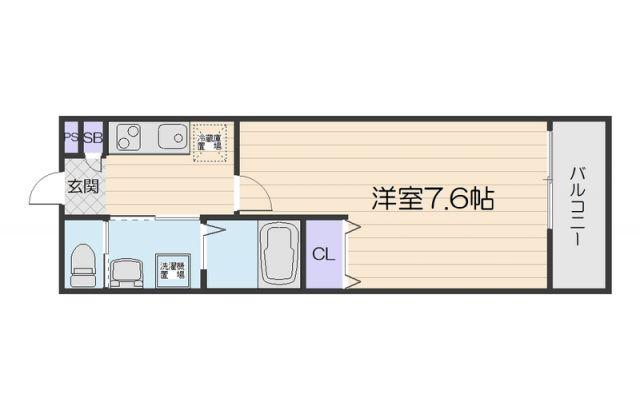 ALEGRIA古川橋II(1K/3階)の間取り写真